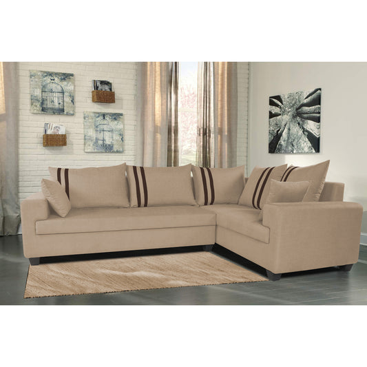 Adorn India Winston L Shape 6 Seater Sofa Set (Right Side) (Beige)