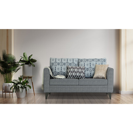 Adorn India Cortina Damask 2 Seater Sofa (Grey) Modern
