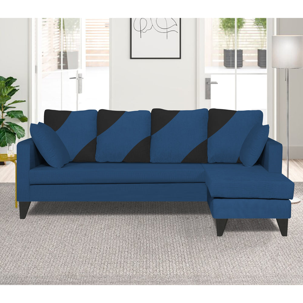 Adorn India Denver L Shape 5 Seater Sofa Set RHS (Blue) (3 Year Warranty)
