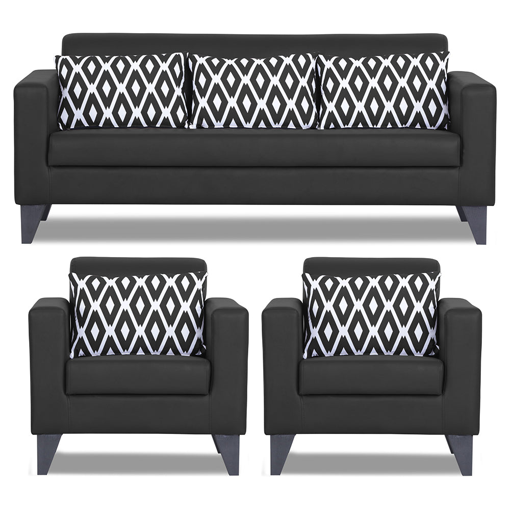Bladen Leatherette 3+1+1 5 Seater Sofa Set (Black)
