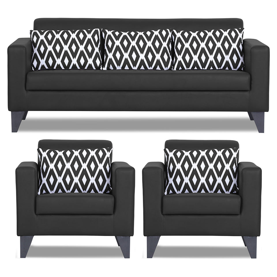 Bladen Leatherette 3+1+1 5 Seater Sofa Set (Black)