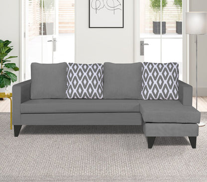 Adorn India Beetle L Shape 5 Seater Sofa Set Rhombus (Right Hand Side) (Grey)