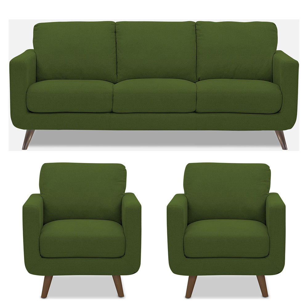 Adorn India Damian 3-1-1 5 Seater Sofa Set (Green)