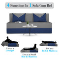 Adorn India Foam Easy Boom 3 Seater Sofa Cum Bed 5 X 6 (Blue & Grey) (1 Year Warranty)