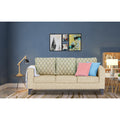 Adorn India Straight line Plus Blossom 3 Seater Sofa (Beige) (3 Year Warranty)