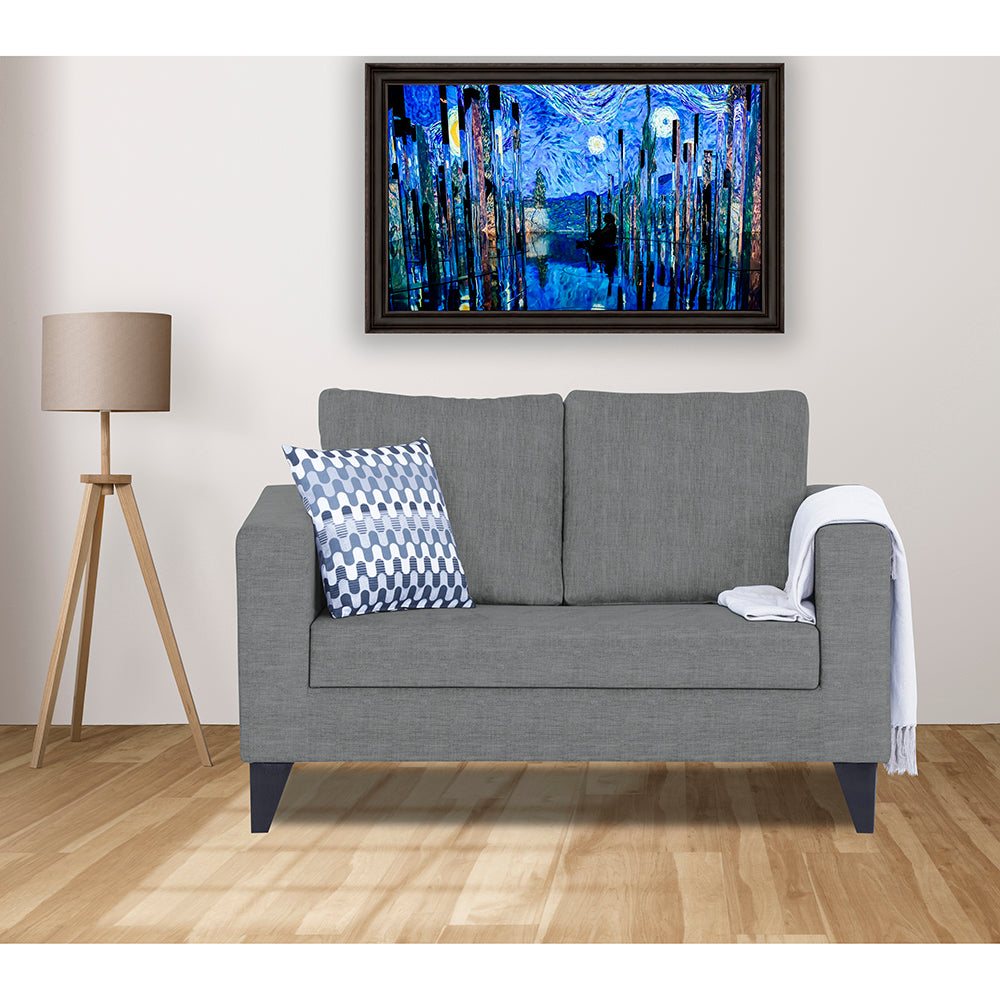 Adorn India Hallton Plain 2 Seater Sofa (Grey) (3 Year Warranty)
