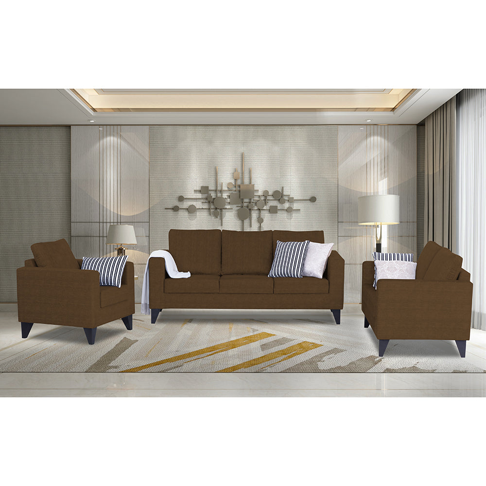 Adorn India Straight Line Plus Decent 3+2+1 6 Seater Sofa Set (Brown)