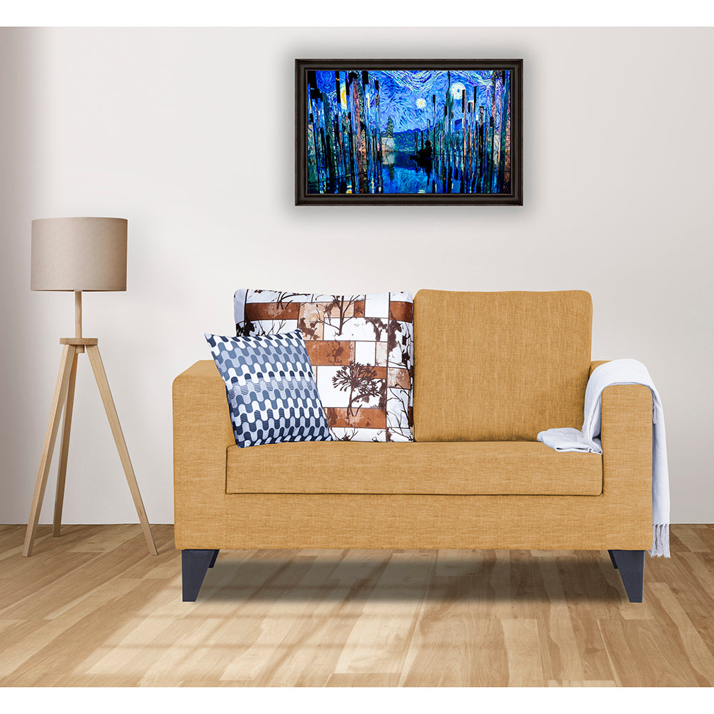 Adorn India Hallton Digitel Print 2 Seater Sofa (Beige) (3 Year Warranty)