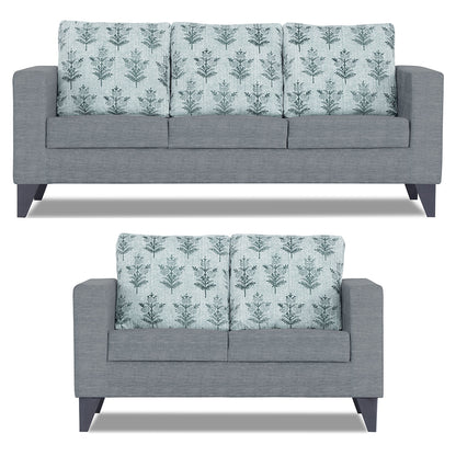 Adorn India Straight line Plus Leaf 3+2 5 Seater Sofa Set (Grey)