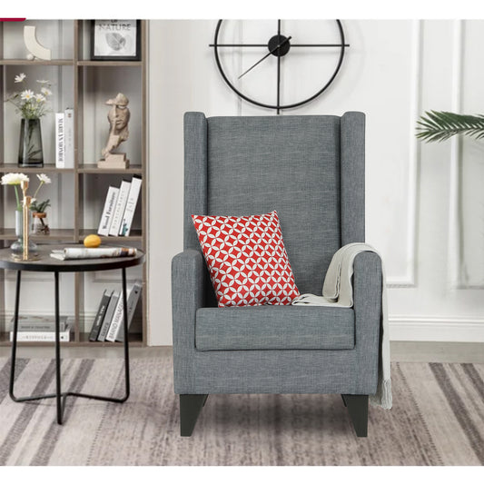 Adorn India Christopher 1 Seater Wing Chair Decent (Grey)