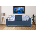 Adorn India Hallton Digitel Print Cushion 3 Seater Sofa (Blue) (3 Year Warranty)
