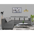 Adorn India Poland L Shape 6 Seater Sofa Set (Left Side) (Grey)
