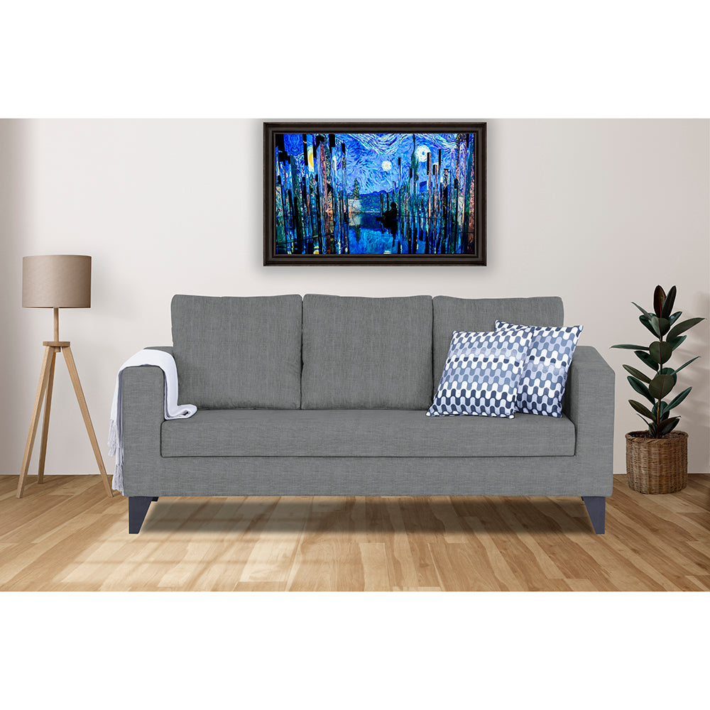 Adorn India Hallton Plain 3 Seater Sofa (Grey) (3 Year Warranty)