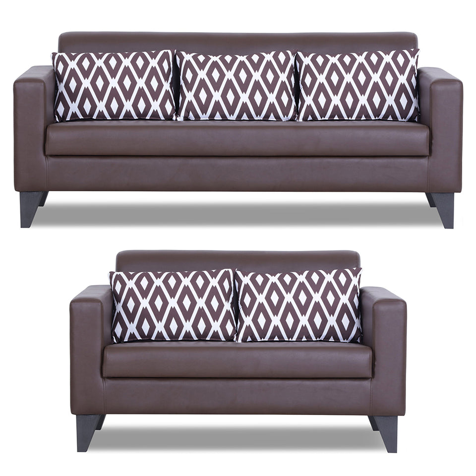 Bladen Leatherette 3+2 5 Seater Sofa Set (Brown)