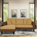 Adorn India Martin L Shape 4 Seater Sofa Set with Two Tone LHS (Brown & Beige) (3 Year Warranty)