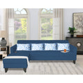 Adorn India Bladen L Shape 5 Seater Sofa Set Floral Print (Left Hand Side) (Blue)