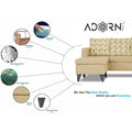 Adorn India Calloway Bricks L Shape 5 Seater Sofa Set LHS (Beige)