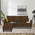 Adorn India Chandler Plain L Shape 4 Seater Wood Sofa Set (Brown) (3 Year Warranty)