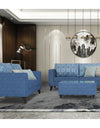 Adorn India Cortina Damask (3 Years Warranty) 3+2 5 Seater Sofa Set with Centre Table (Blue) Modern