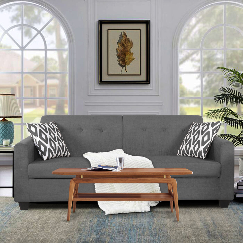 Adorn India Blazer Plus 3 Seater Sofa (Grey)