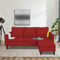 Adorn India Chandler Plain L Shape 4 Seater Sofa Set (Red) (3 Year Warranty)