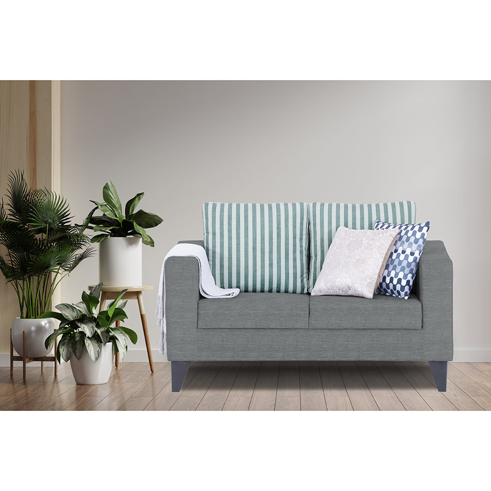 Adorn India Straight Line Plus Stripes 2 Seater Sofa (Grey) (3 Year Warranty)