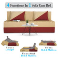 Adorn India Easy Desmond 4 Seater Sofa Cum Bed 6 x 6 (Maroon & Beige) (1 Year Warranty)