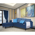 Adorn India Calloway Bricks L Shape 5 Seater Sofa Set (Left Hand Side) (Blue)
