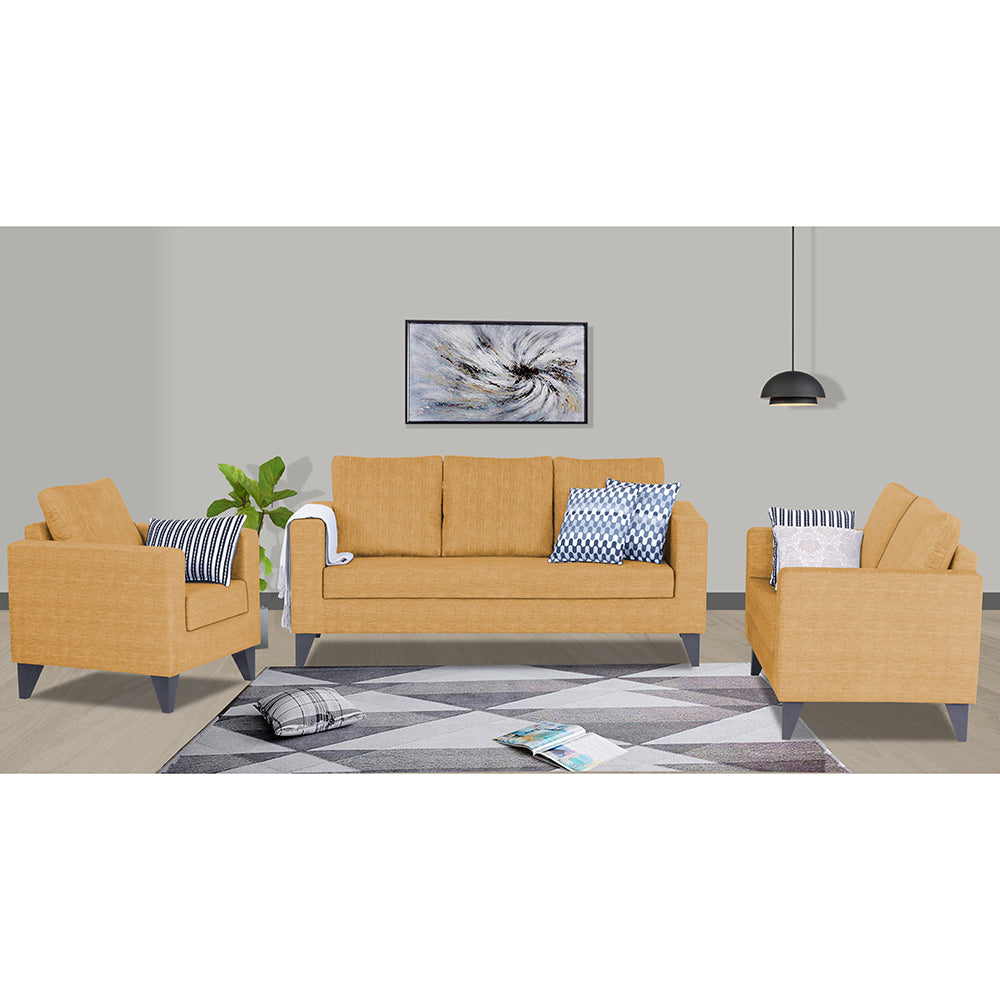 Adorn India Wood Hallton Plain 3+2+1 6 Seater Sofa Set (Beige) (3 Year Warranty)
