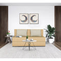 Adorn India Easy Alyn Plus Stripes 3 Seater Foam Sofa Cum Bed (5X6) (Beige) (1 Year Warranty)