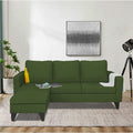 Adorn India Chandler L Shape 4 Seater Sofa Set Plain (Green)
