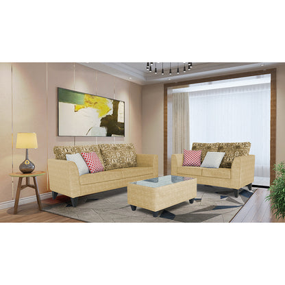 Adorn India Sheldon Crafty 3+2 5 Seater Sofa Set with Centre Table (Beige)
