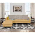 Adorn India Chandler Stripes L Shape 5 Seater Sofa Set LHS (Beige) (3 Year Warranty)