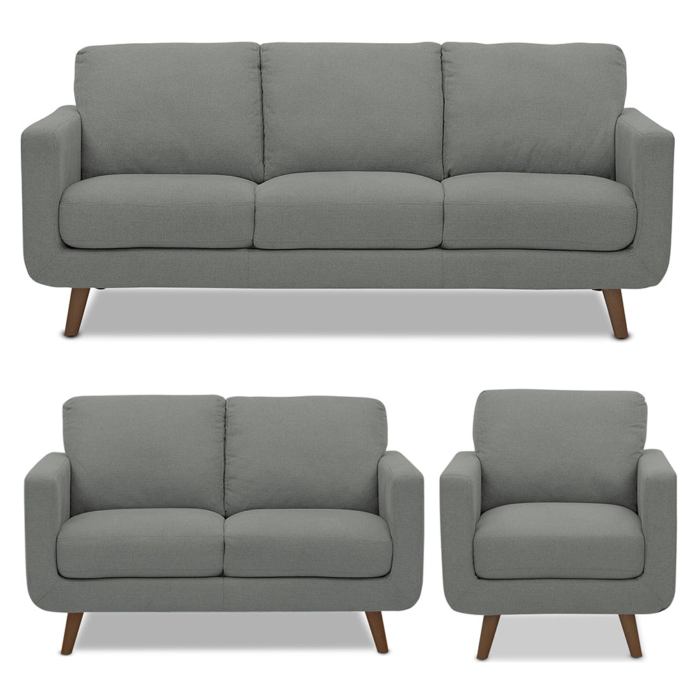 Adorn India Damian 3+2+1 6 Seater Sofa Set (Grey) (3 Year Warranty)