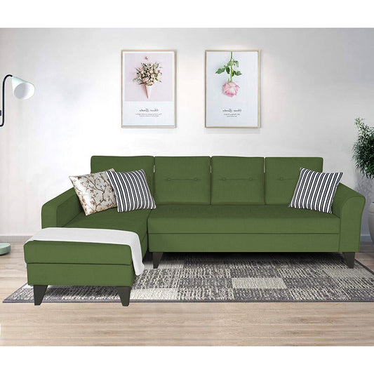 Adorn India Maddox Tufted L Shape 6 Seater Sofa Set (Left Hand Side) (Green)