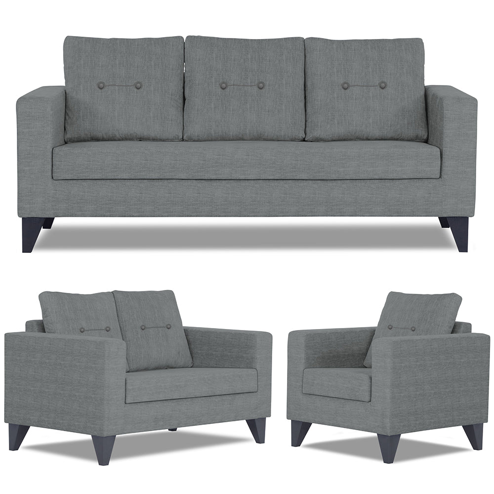 Adorn India Hallton Tufted 3-2-1 Six Seater Sofa Set (Grey) (3 Year Warranty)