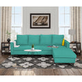 Adorn India Chandler Plain L Shape 5 Seater Sofa Set RHS (Aqua Blue) (3 Year Warranty)