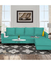 Adorn India Chandler L Shape 5 Seater Sofa Set Plain (Right Hand Side) (Aqua Blue)