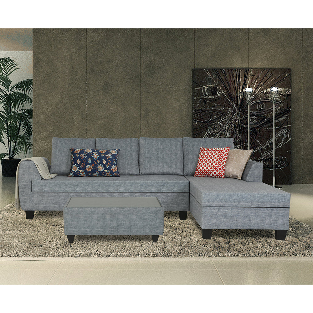 Raiden Decent Premium L Shape 6 Seater Sofa Set with Center Table (Right Hand Side) (Grey)