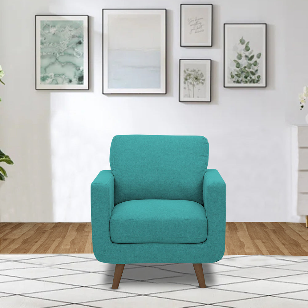 Adorn India Damian 1 Seater Sofa (Aqua Blue) (3 Year Warranty)