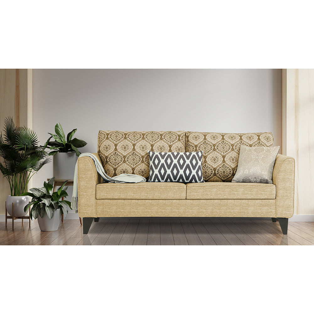 Adorn India Cortina Damask 3 Seater Sofa (Beige)