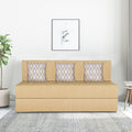 Adorn India Easy 3 Seater Sofa Cum Bed (Rhombus Pattern) Chennile Fabric - Washable Cover - Including 3 Cushion - Size 5' x 6' Ft (Beige Color) Perfect for Home & Office for Guests