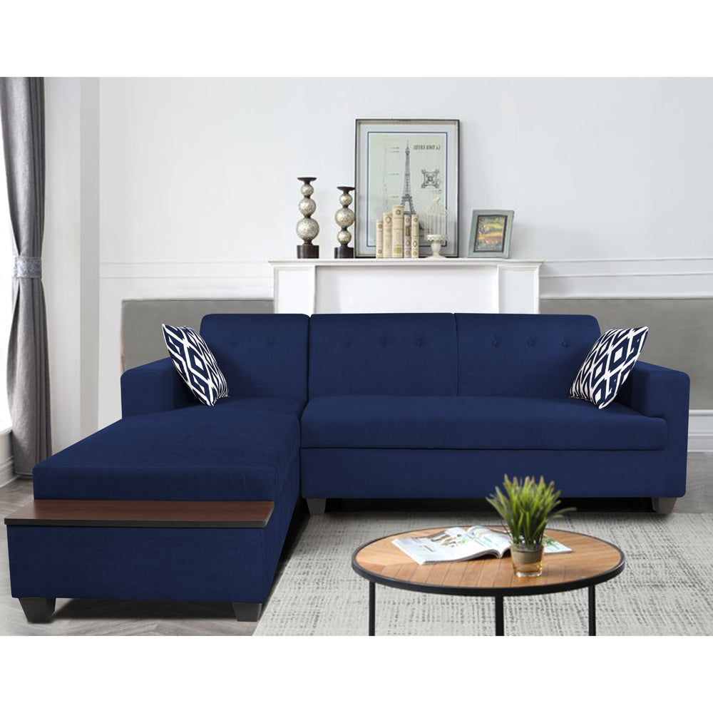 Adorn India Blazer L Shape 6 Seater Sofa Set (Left Side) (Blue)