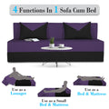 Adorn India Easy Desmond 4 Seater Sofa Cum Bed 6 x 6 (Purple & Black) (1 Year Warranty)