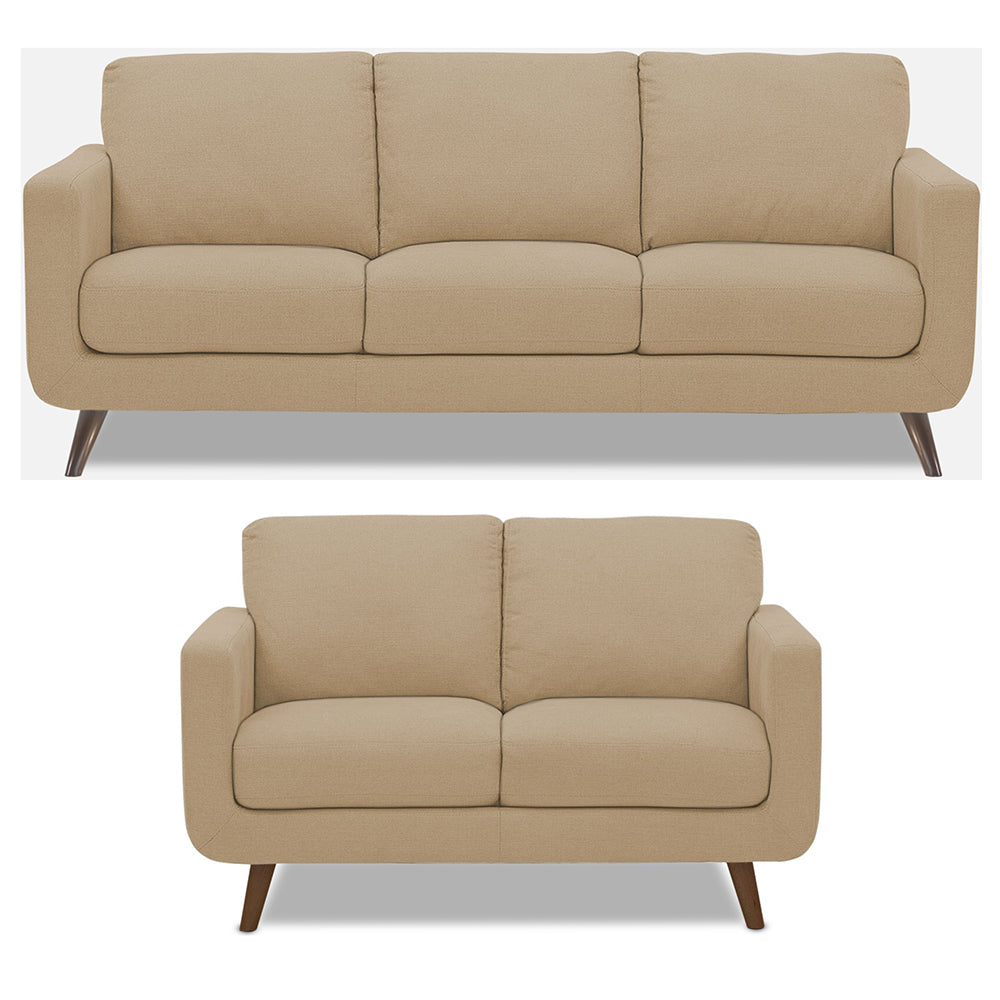 Adorn India Damian 3+2 5 Seater Sofa Set (Beige) (3 Year Warranty)