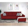 Adorn India Maddox Tufted L Shape 6 Seater Sofa Set RHS (Maroon) (3 Year Warranty)