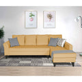 Adorn India Maddox Plain L Shape 6 Seater Sofa Set RHS (Beige) (3 Year Warranty)