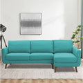 Adorn India Damian L Shape 6 Seater Sofa Set RHS (Aqua Blue) (3 Year Warranty)