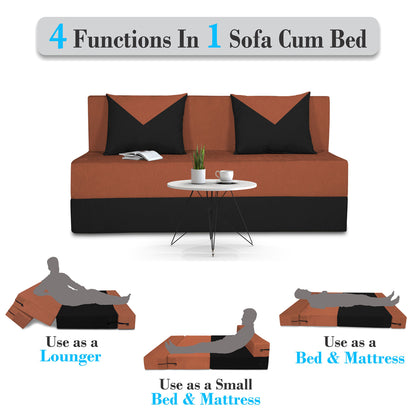 Adorn India Easy Boom 2 Seater Sofa Cum Bed 4 x 6 (Rust & Black)