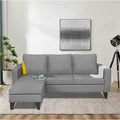Adorn India Chandler L Shape 4 Seater Sofa Set Plain (Grey)